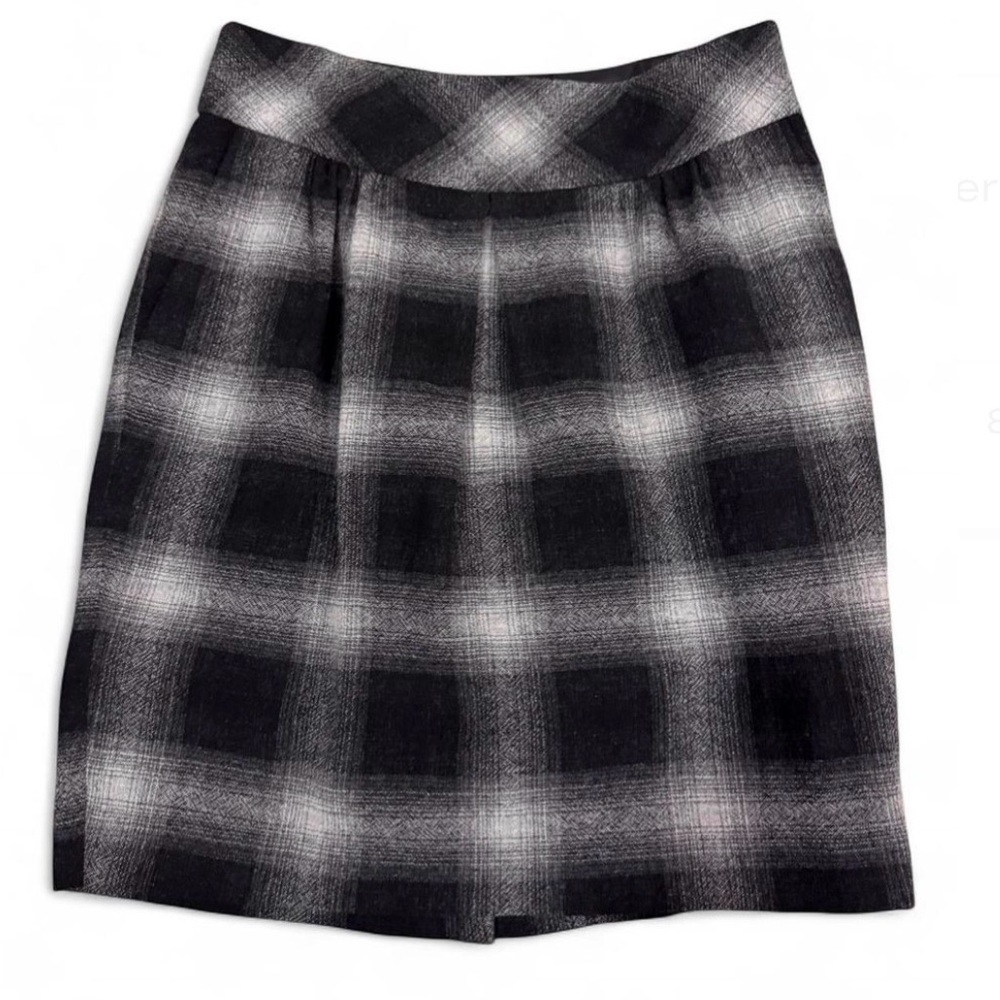 LOFT Black and Gray Plaid Pencil Skirt